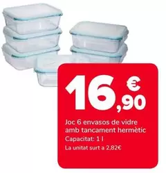 Joc 6 Envasos De Vidre Amb Tancament Hermetic