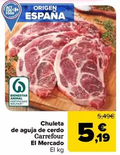 Carrefour El Mercado - Chuleta De Aguja De Cerdo