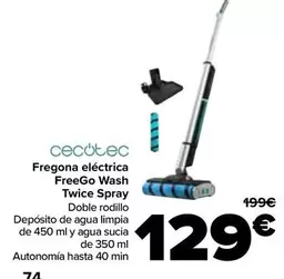 Cecotec - Fregona Eléctrica Freego Wash Twice Spray