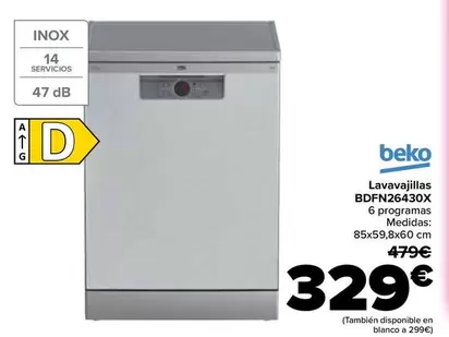 Beko - Lavavajillas BDFN26430X
