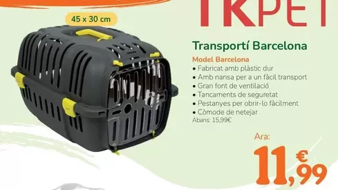 Tk-Pet - Transportín Barcelona