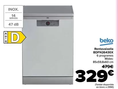 Beko - Lavavajillas BDFN26430X