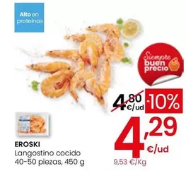 Eroski - Langostino Cocido 40-50 Piezas