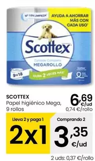 Scottex - Papel Higiénico Mega, 9 Rollos