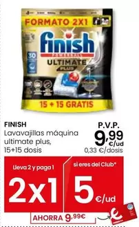 Finish - Lavavajillas Maquina Ultimate Plus, 15 + 15 Dosis