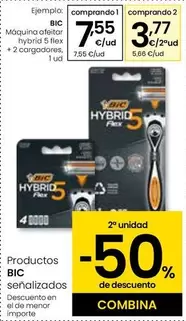 BIC - Maquina Afeitar Hybrid 5 Flex + 2 Cargadores