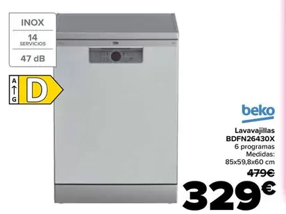 Beko - Lavavajillas BDFN26430X
