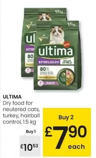 Última - Dry Food For Neutered Cats, Turkey, Hairball Control