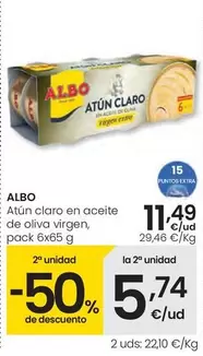 Albo - Atun Claro En Aceite De Oliva Virgen, Pack 6 X 65 G