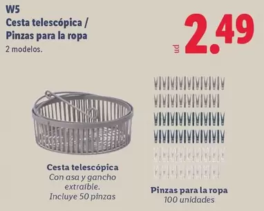 W5 - Cesta Telescopica / Pinzas Para La Ropa