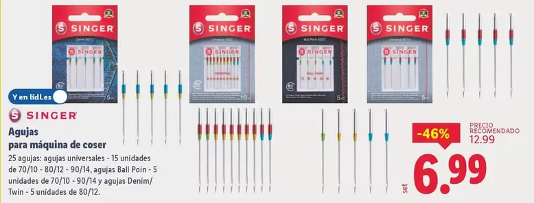 Singer - Agujas Para Máquina De Coser 