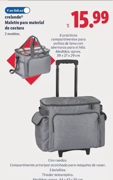 Crelando - Maletín Para Material De Costura