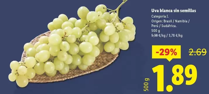 Uva Blanca Sin Semillas