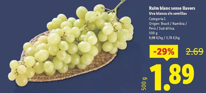 Uva Blanca Sin Semillas