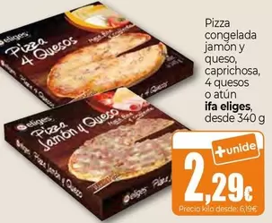 Ifa Eliges - Pizza Congelada Jamon Y Queso, Caprichosa, 4 Quesos O Atún