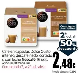 Nescafé - Cafe En Capsulas Dolce Gusto Intenso Descafeinado, Cortado O Con Leche