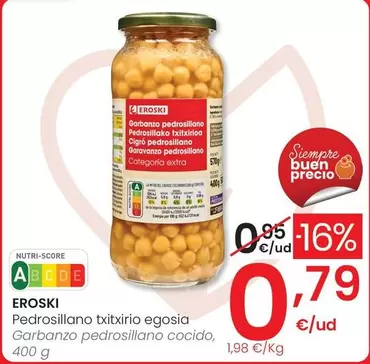 Eroski - Garbanzo Pedrosillano Cocido