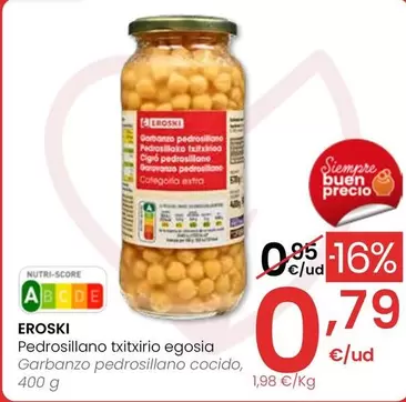 Eroski - Garbanzo Pedrosillano Cocido