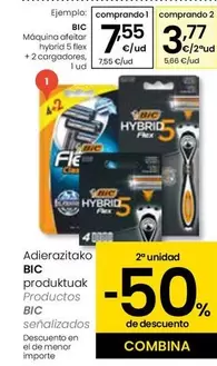 BIC - Maquina Afeitar Hybrid 5 Flex + 2 Cargadores, 1 Ud