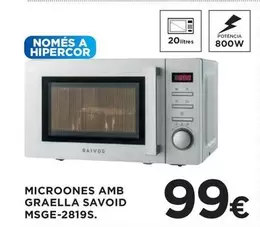 Hipercor - Microones Amb Graella Savoid Msge-2819s