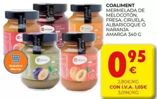 coaliment - Mermelada De Melocoton, Fresa, Ciruela, Albaricoque O Naranja Amarga
