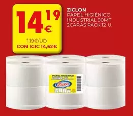 Ziclón - Papel Higiénico Industrial 90mt 2 Capas