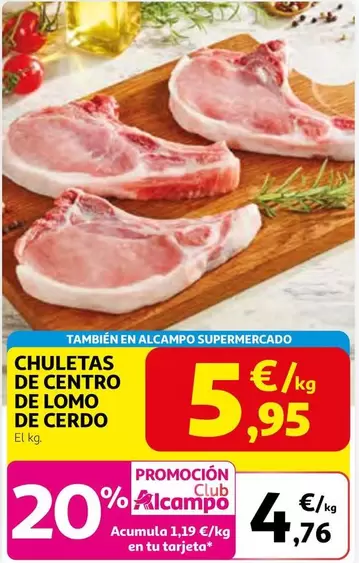 alcampo - Chuletas De Centro De Lomo De Cerdo