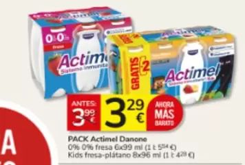 Danone - Actimel Pack 0% 0% Fresa Kids Fresa-Platano