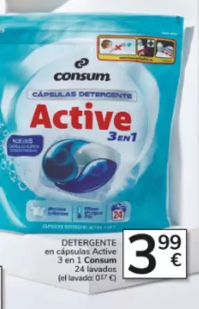 Consum - Detergente En Cápsulas Active 3 En 1