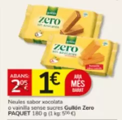 Gullón - Zero Neules Sabor Xocolata O Vainilla Sense Sucres