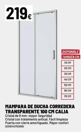 Cristal - Mampara De Ducha Corredera Transparente 100 Cm Calia