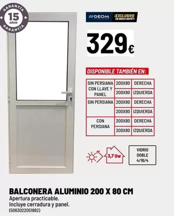 brico - Balconera Aluminio 200 X 80 Cm