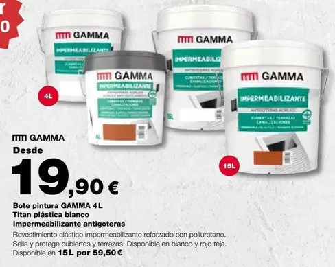 Grup Gamma - Bote Pintura Titan Plastica Blanco Impermeabilizante Antigoteras