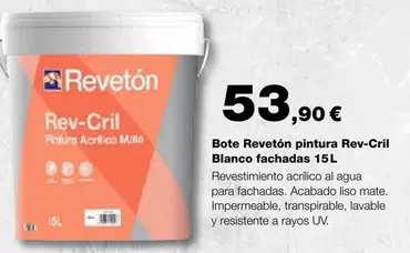 Revetón - Bote Pintura Rev-Cril Blanco Fachadas 