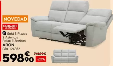 Sofá 3 Plazas 2 Asientos Relax Eléctricos Aron 