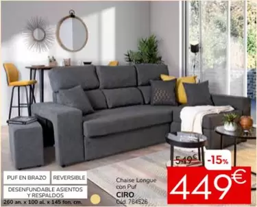 Chaise Longue Con Puf Ciro