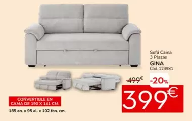 Sofá Cama 3 Plazas Gina