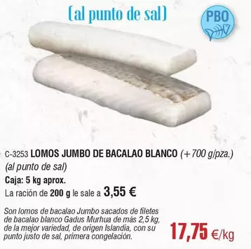 Blanco - Lomos Jumbo De Bacalao