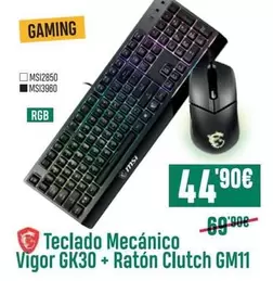 MSI - Teclado Mecánico GK30 + Ratón Clutch GM11