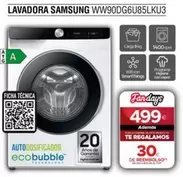 Samsung - Lavadora WW90DG6U85LKU3
