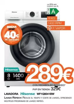 Hisense - Lavadora WF1Q8041BW 