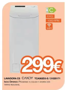 Candy - Lavadora CS TCA063D3-S/31020171