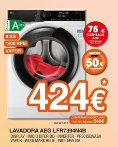 AEG - Lavadora LFR7394N4B 
