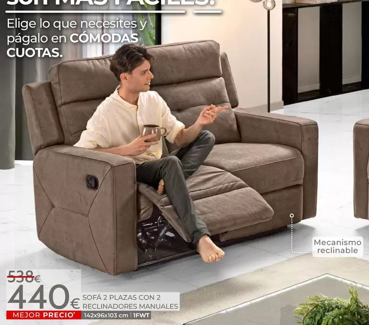 Sofa 2 Plazas Con 2 Recicladores Manuales