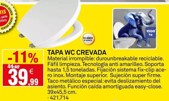 BricoKing - Tapa WC Crevada