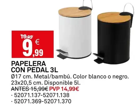 Blanco - Papelera Con Pedal 3L