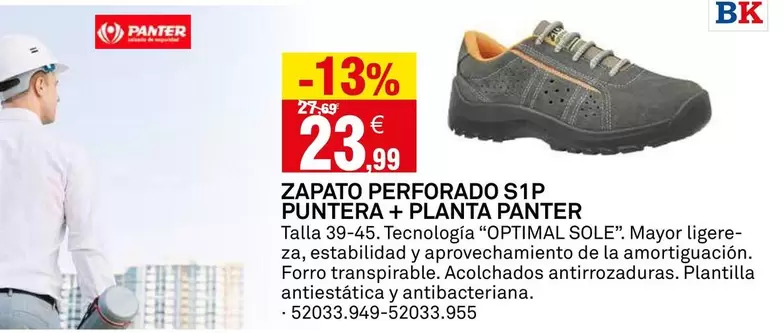 Panter - Zapato Perforado S1P Puntera + Planta 
