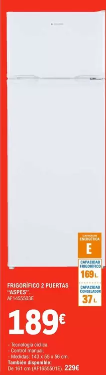 Aspes - Frigorífico 2 Puertas