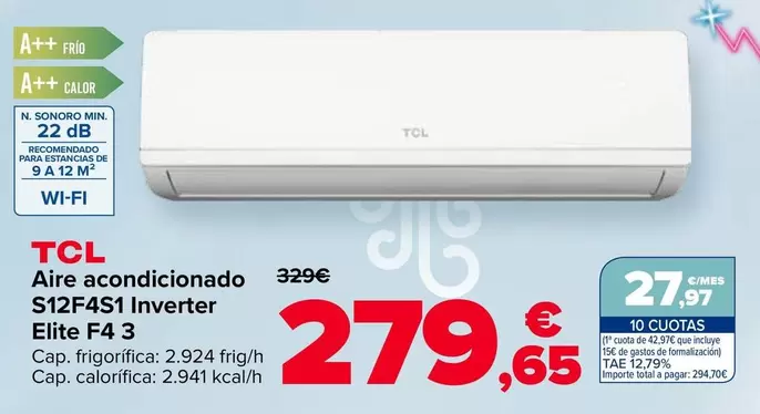 TCL - Aire Acondicionado S12f4s1 Inverter Elite F4 3