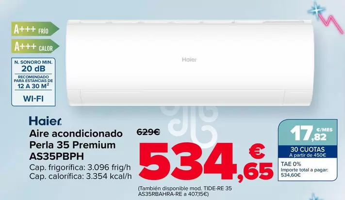 Haier - Aire Acondicionado Perla 35 Premium As35pbph